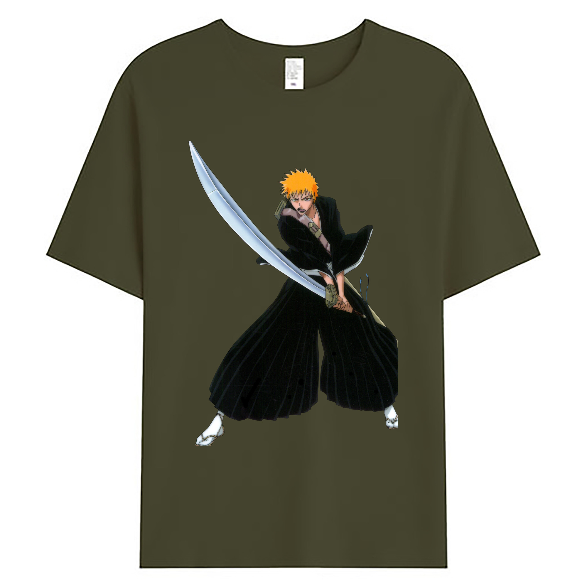 （画像用） ブリーチ 黒崎一護（くろさき いちご）BLEACH Kurosaki Ichigo 綿100％ メンズ半袖Tシャツ｜肌触りやわらか＆通気性